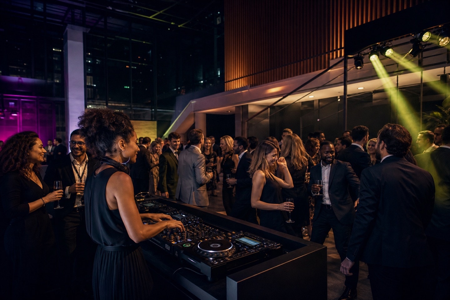 DJ spelar för gäster på ett företagsevent